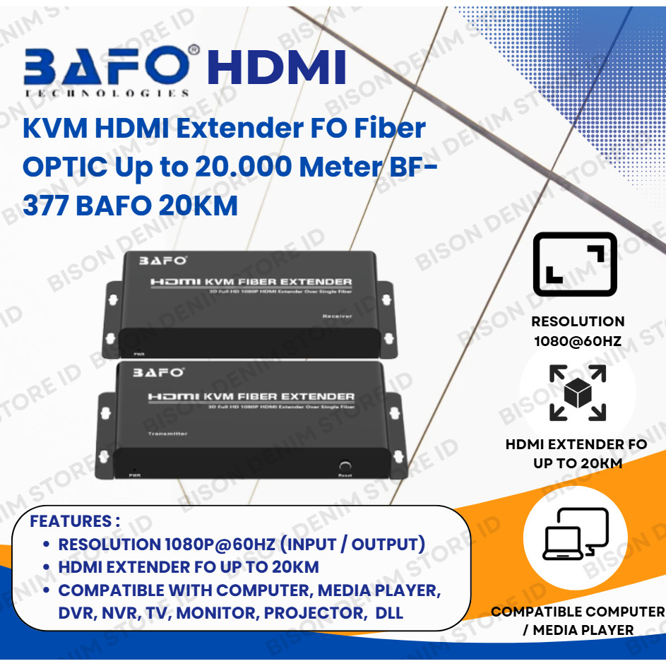 KVM HDMI Extender FO Fiber OPTIC Up to 20.000 Meter BF-377 BAFO 20KM