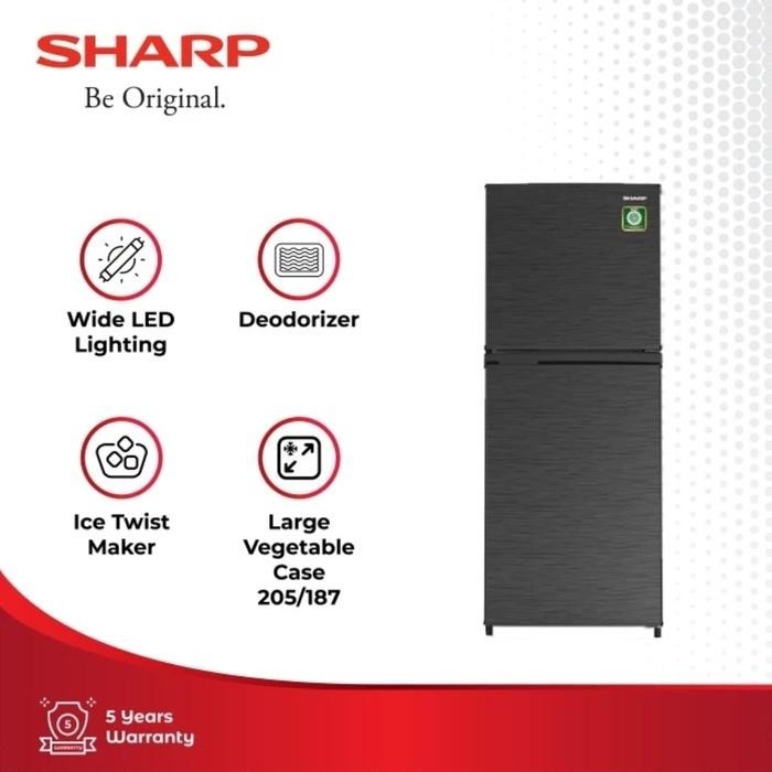 Sharp Kulkas 2 Pintu 205L SJ-236MN-HS Silver