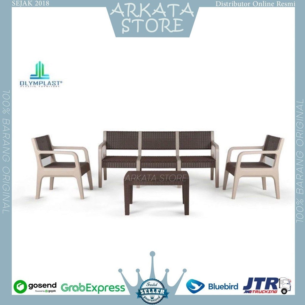 1 Set Olymplast OSC-R Seater Kursi Sofa Santai Rattan Chair Plastik