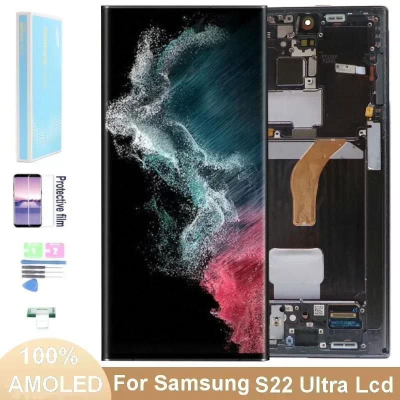 6.8'' AMOLED LCD For Samsung Galaxy S22 Ultra LCD S908 S908B S908U AMOLED splay Touch Screen gitizer