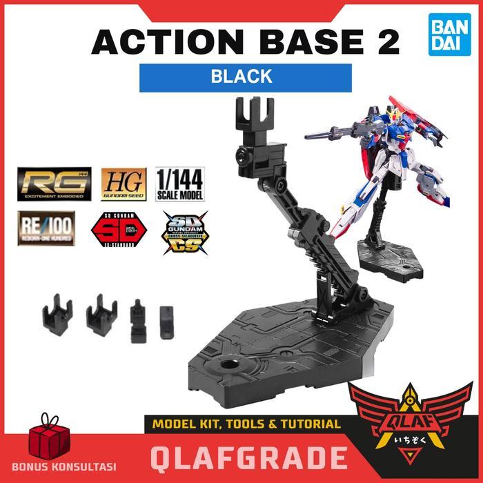 Action Base 2 - Black / stand base display gundam gunpla hitam