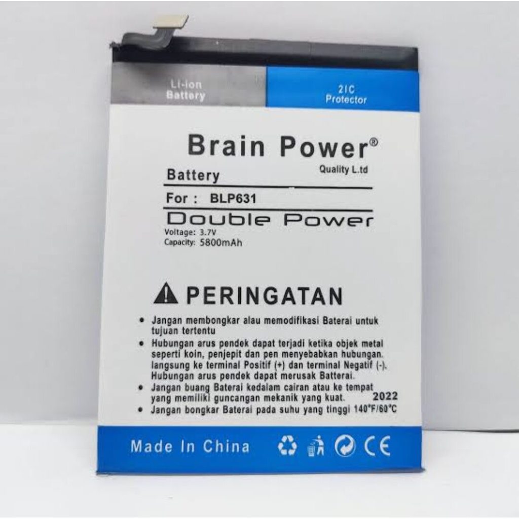 Batre Baterai Brain Power BLP631 Oppo A77 / F3 / F5 / A73 Kapasitas 5800mAh BLP-631 Double Power
