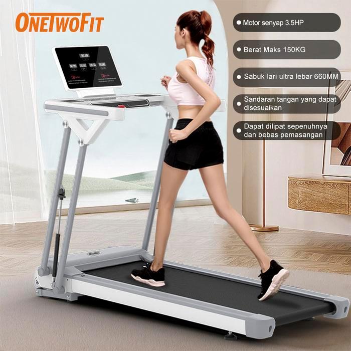 OneTwoFit Treadmill Listrik 3.5HP Alat Fitness Treadmill Auto Incline Multifungsi Treadmill walking 