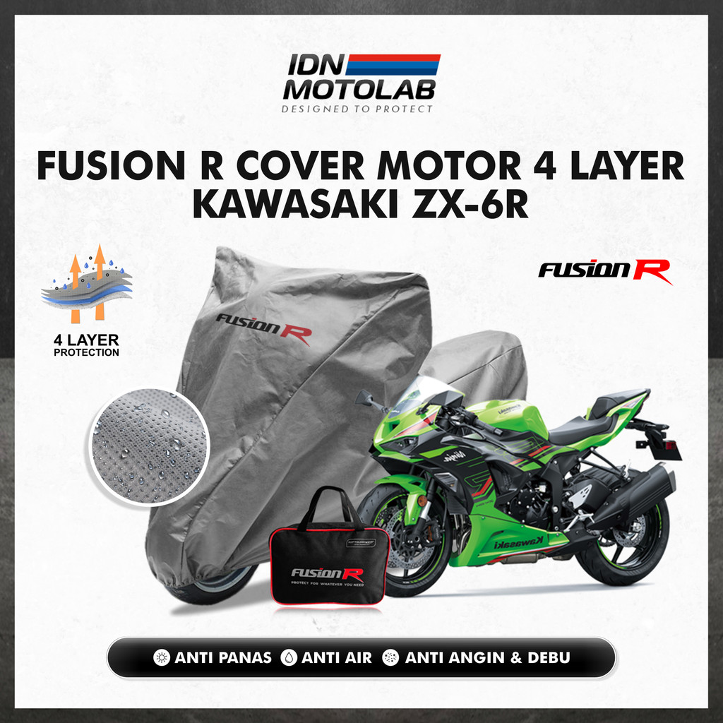 Cover Penutup Sarung Motor KAWASAKI ZX 6R 4 Layer Fusion R Waterproof Pelindung Motor Anti Air Panas