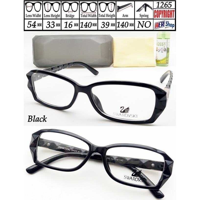 frame minus - frame swarovski - kacamata minus - frame cewek minus - Black Gloss
