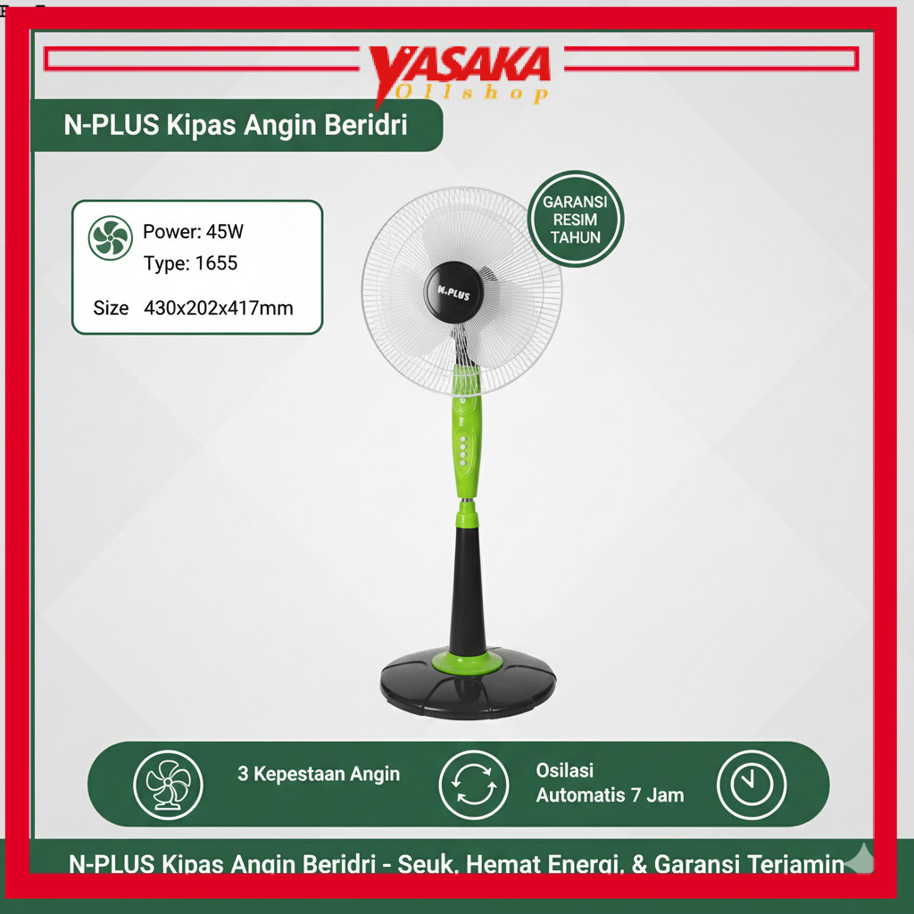 STAND FAN NATIONAL PLUS kipas angin berdiri 16 inch