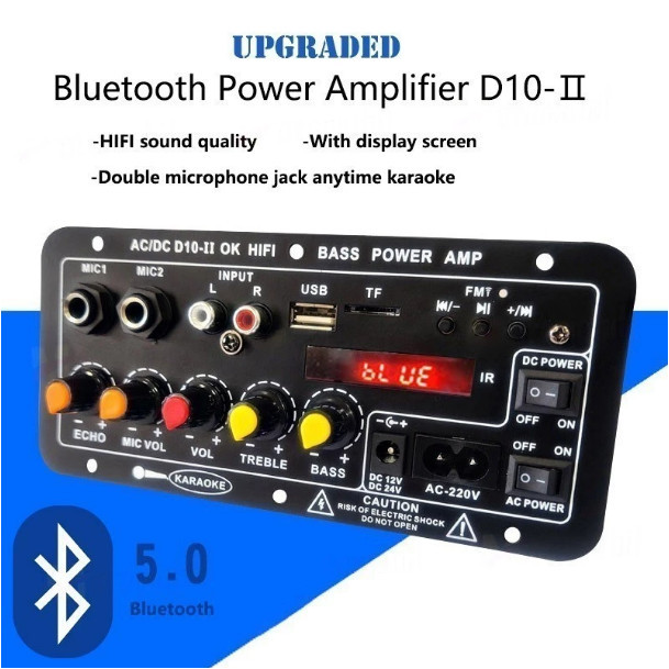 Amplifier D-10 Power Amplifier Stereo model D10 - Power Amplifier Bluetooth Mic echo karaoke POWER D