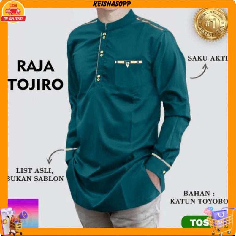 UFC RAJA TOJIRO BAJU KOKO PRIA LENGAN PANJANG MUSLIM QURTA RAJA TOJIRO UKURAN JUMBO M,L,XL,XXL