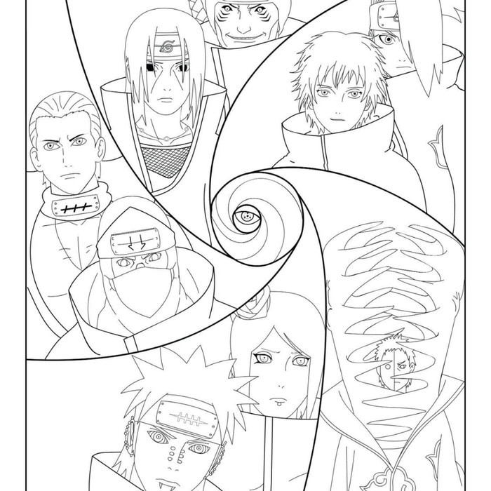 10 LEMBAR kertas mewarnai, GAMBAR MEWARNAI tema NARUTO -AKATSUKI
