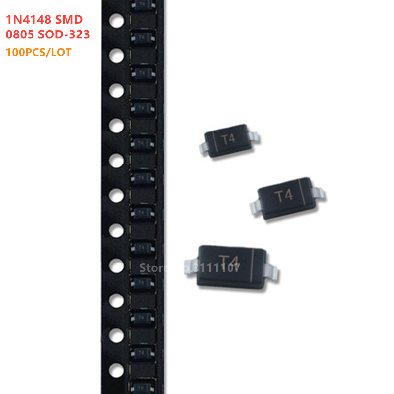 100 Buah/Lot 1N4148 SMD 0805 SOD-323 Dioda Switching 1N4148WS IN4148 T4