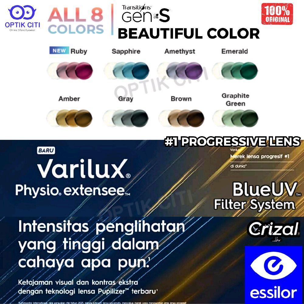 Lensa Kacamata Progresif Photochromic Crizal Essilor Varilux Physio Extensee Beautiful Color Transit