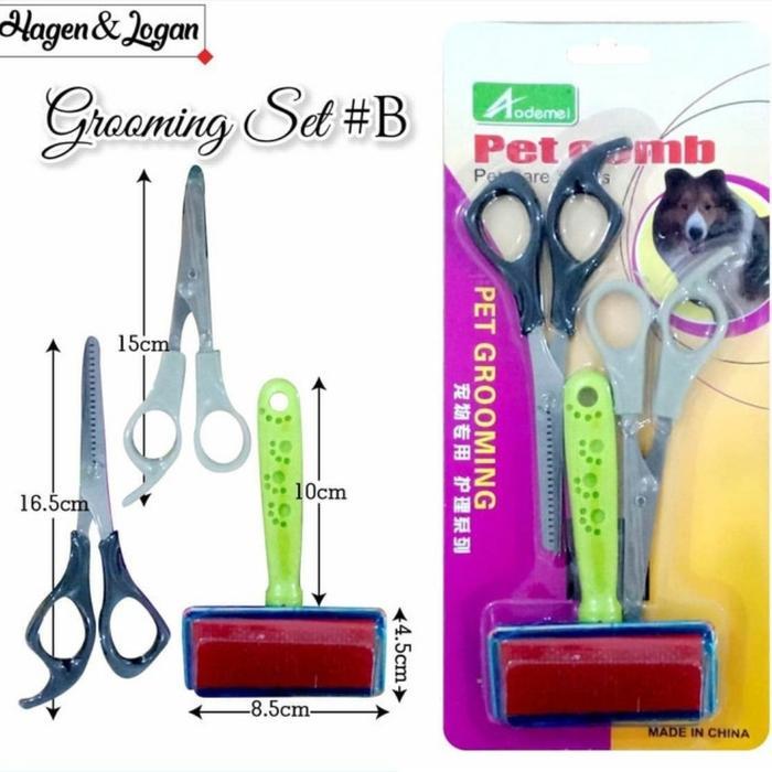 Aodemei - Pet Grooming Set Sisir Dan Gunting/Alat Grooming Set
