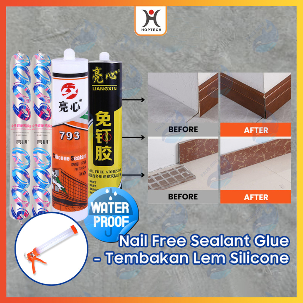 Lem Silikon Silicone Sealant Lem Kaca Silen Untuk Wallpaper Aluminium Kayu Logam PVC