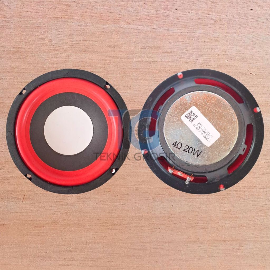 Speaker Woofer 5 Inch 20 Watt 4 Ohm Warna Merah Hitam Bass Optimal Untuk Audio Portable dan DIY