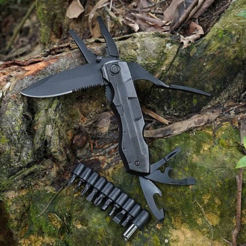 Pisau Multi Tool Tang Obeng Outdoor Survival EDC with 9 Bit Set