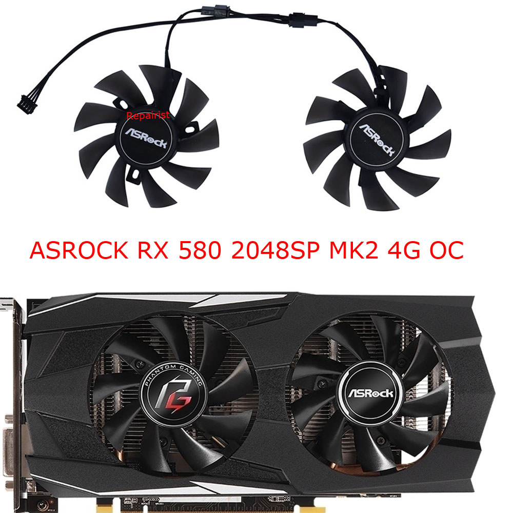 Video Cards Fan,GPU Cooler,For ASROCK RX 580 2048SP MK2 4G/8G OC,For Asrock Phantom Gaming RX570 4G,