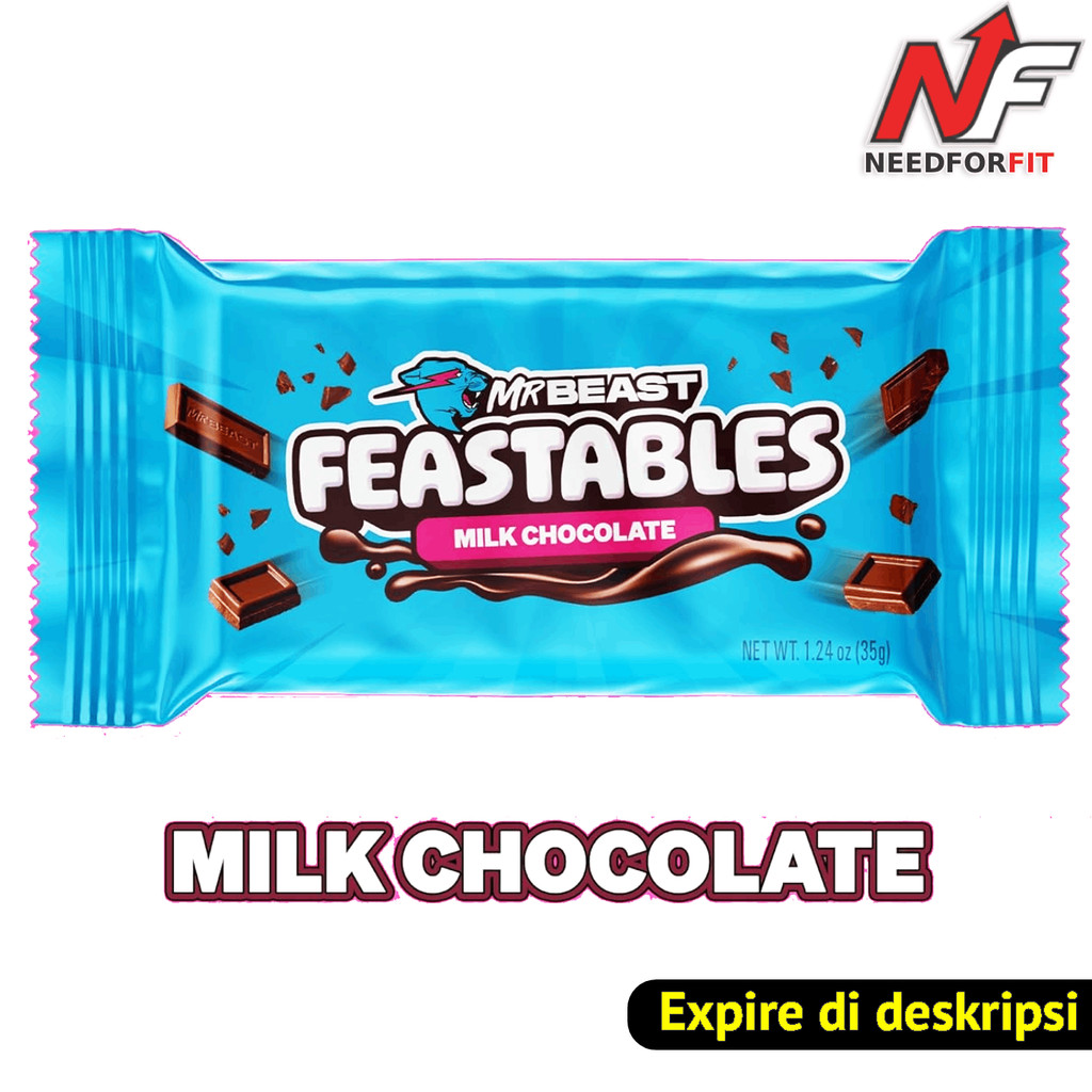 MrBeast Feastables Milk Chocolate Bar Cokelat Snack 35gr