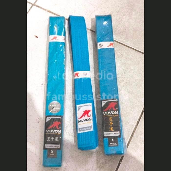 (Time Sport Store) Sabuk karate tanding muvon biru exclusive design/kumite/basic polos - basic polos