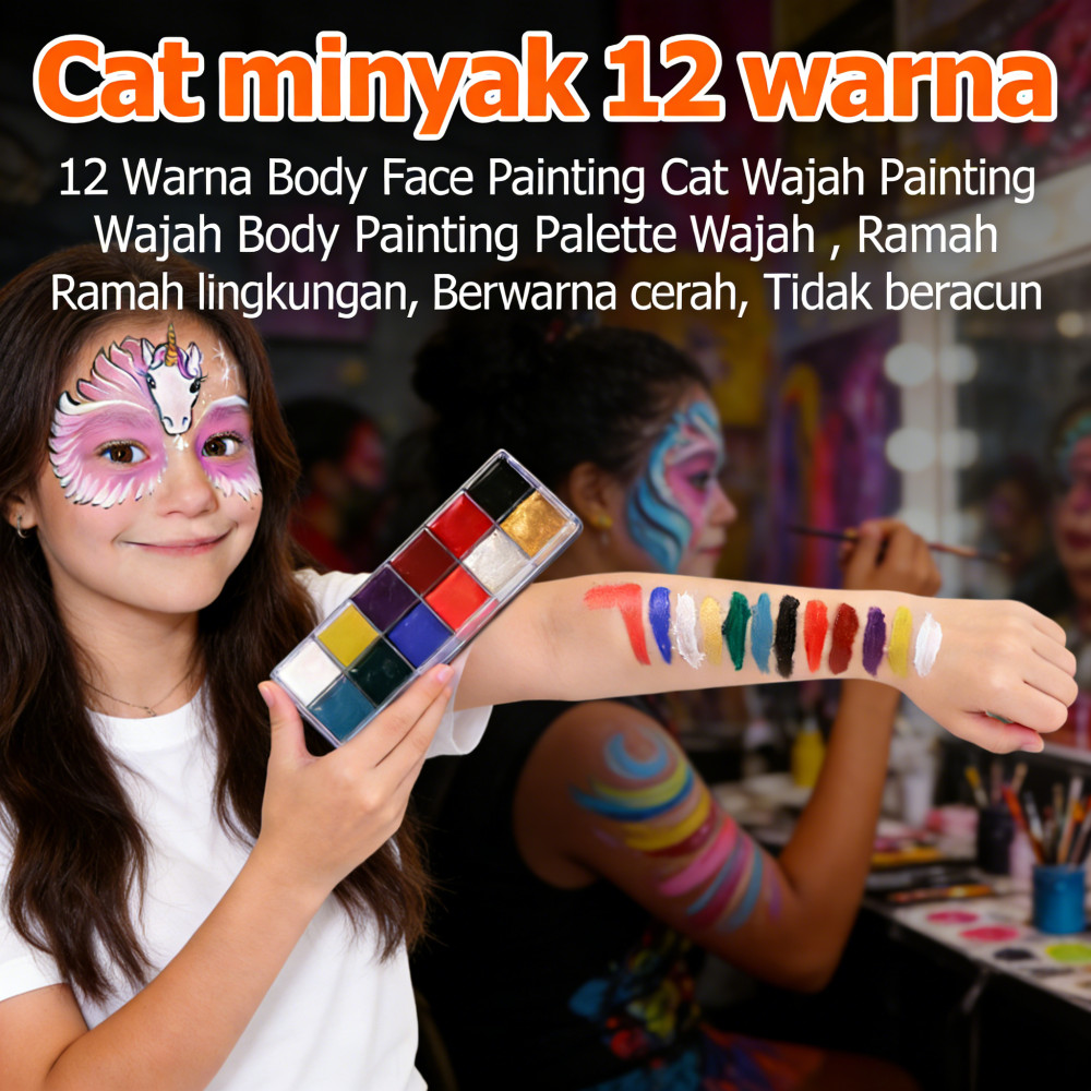 Wajah Painting Palette Body Wajah 12 Warna Cat Face Painting Painting