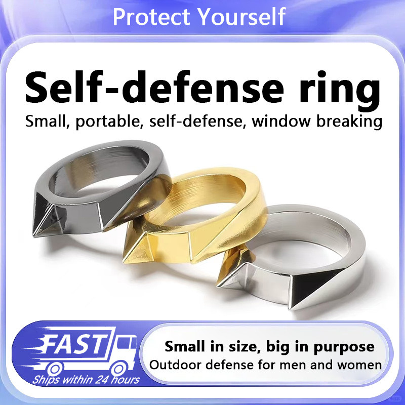 Men/Women Outdoor Survival Self-Defense Rings Broken Window Cat's Ear Safety Survival Metal Defense 