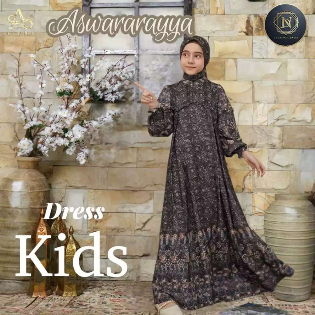 NADHEERA GAMIS ANAK ASWARARAYYA DRESS KIDS DARK SPACE