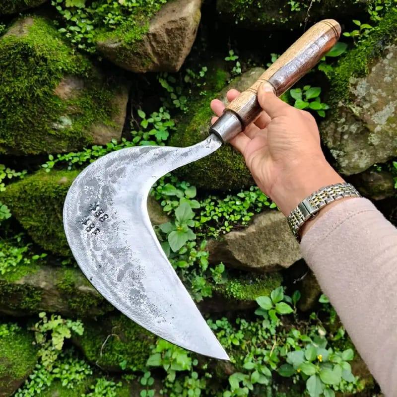 ARIT JAWA BAHAN BAJA PER TEMPA SIPUH HANDLE KAYU SONOKELING ALAT PENGARITAN RUMPUT