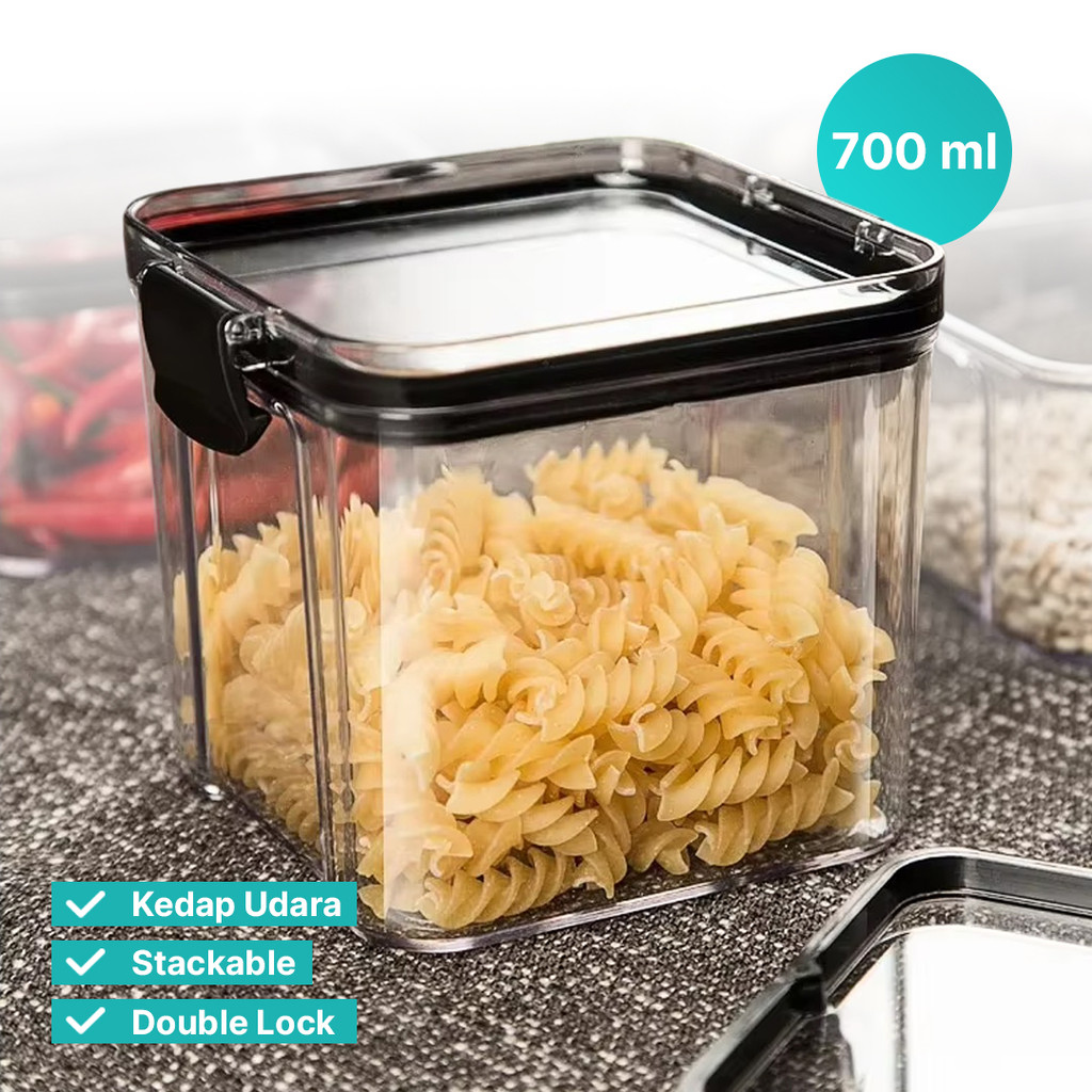 Toples Plastik Penyimpanan Makanan Kedap Udara Storage Jar 700ml - Toples Makanan Anti Bocor 700ml -