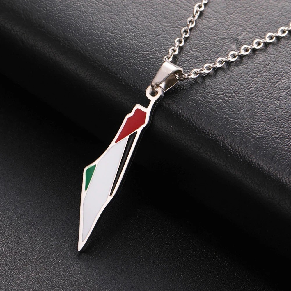 Liontin bendera Israel dan Palestina kalung liontin stainless steel