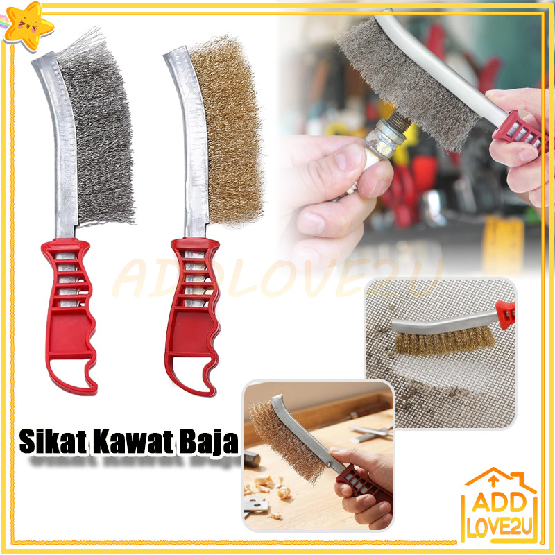 Sikat Baja Sisir Kawat Bengkok/Sikat Kawat Kuningan Gagang Fiber/Sikat Kawat Baja Kuningan
