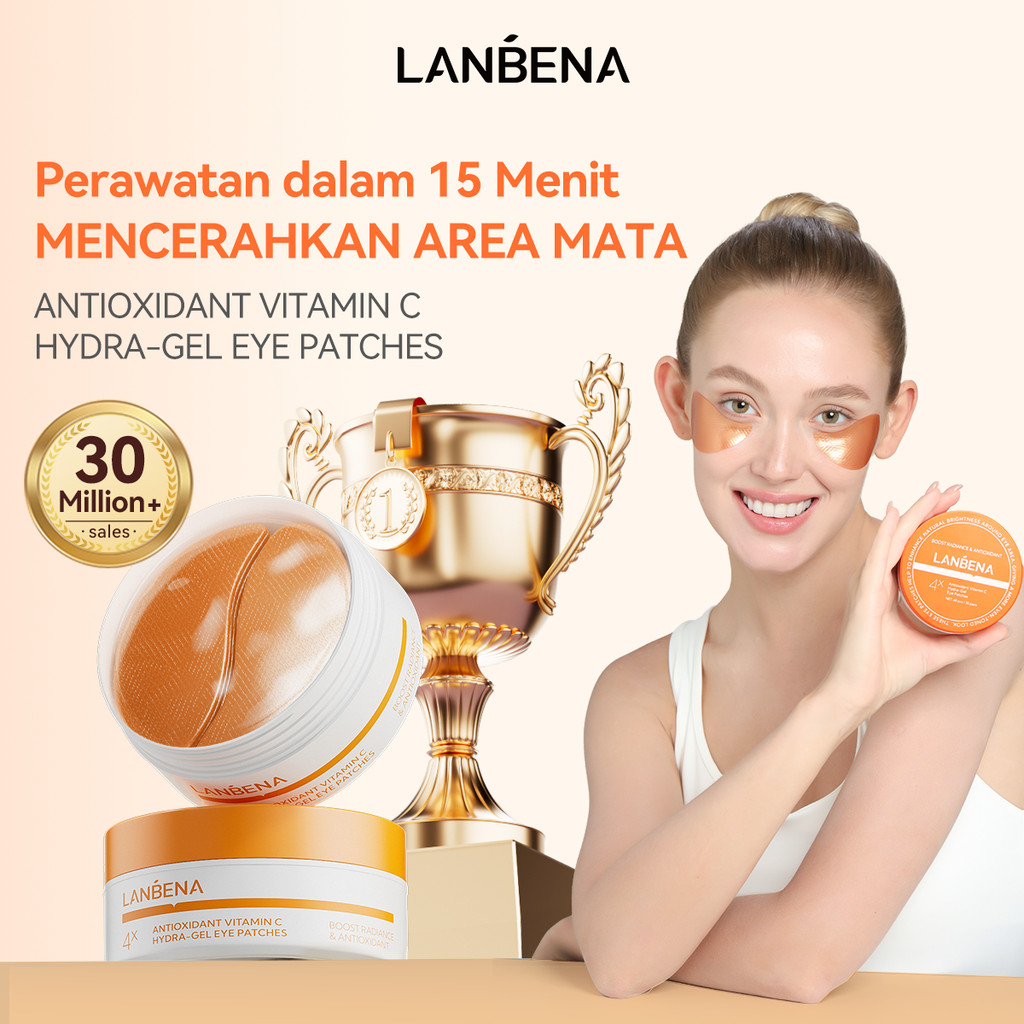 [HALAL] LANBENA Masker Mata Vitamin C Kolagen Retinol Mencerahkan Mata Panda Anti Aging Garis Halus 