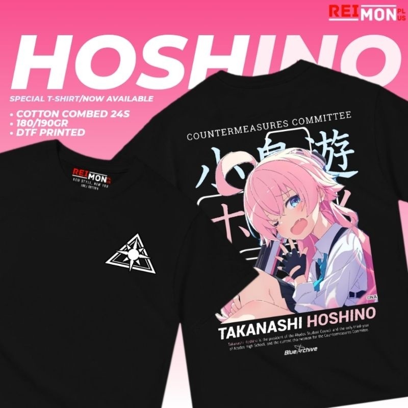 T-Shirt / Kaos Baju Game Takanashi Hoshino Blue Archive