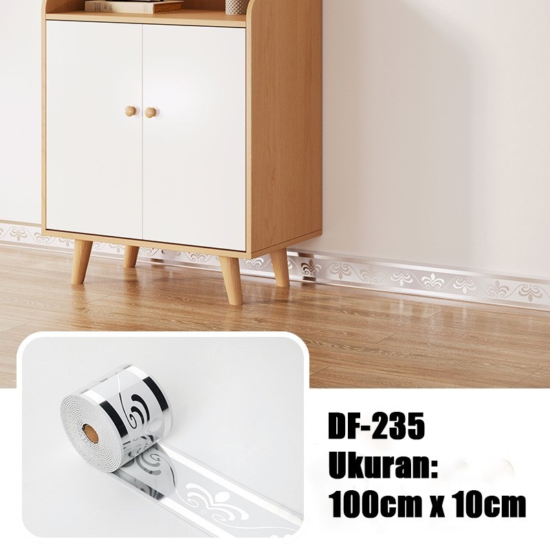 RW Sticker Wallpaper List Dinding Tempel 100cm x 10cm PVC Stiker Foam Aluminium Foil Lis Plint Lanta