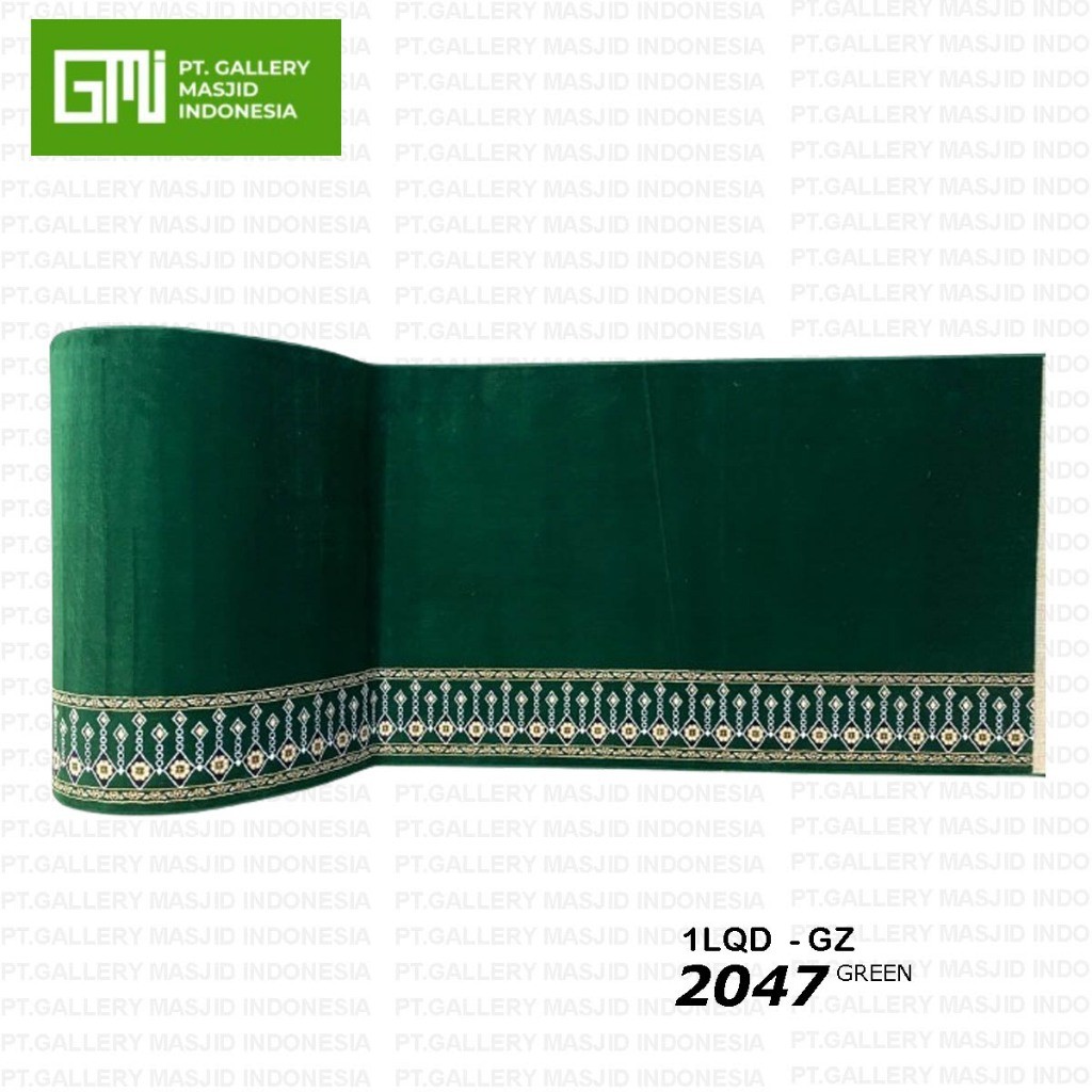 Karpet Masjid Turki Tebal 12mm Al-Quds 2047-Hijau Polos / Hambal Karpet / Karpet Mushola