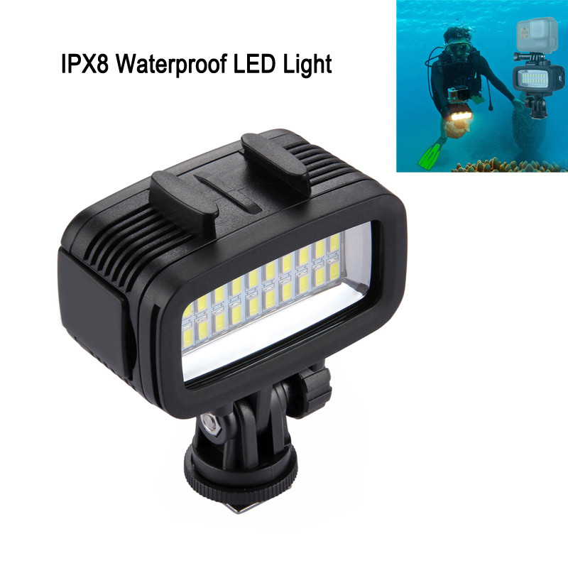 PULUZ IPX8 Waterproof Camera ving LEDs Light with Hot Shoe Adapter For GoPro DJI Xiaoyi Action Camer