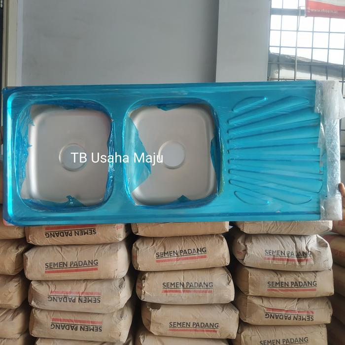 Bak Cuci Piring BCP / Wastafel Kitchen Sink STAINLESS 2 Lobang - Sama Selang