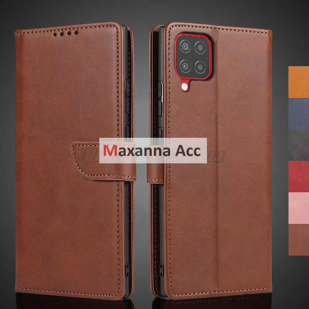 [MAXANNA] [ Samsung A12 / A22 (4G) / M12 / M32 (4G) ] Leather Flip Case Wallet Viseaon Book / Case F