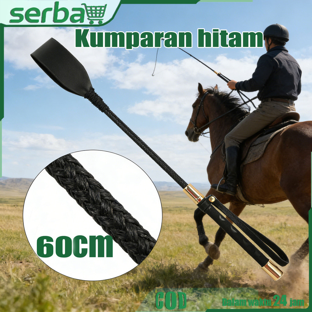 Pecut Kuda 60cm Kulit PU Premium - Cambuk Berkuda Lightweight, Handle Anti Slip untuk Berkuda