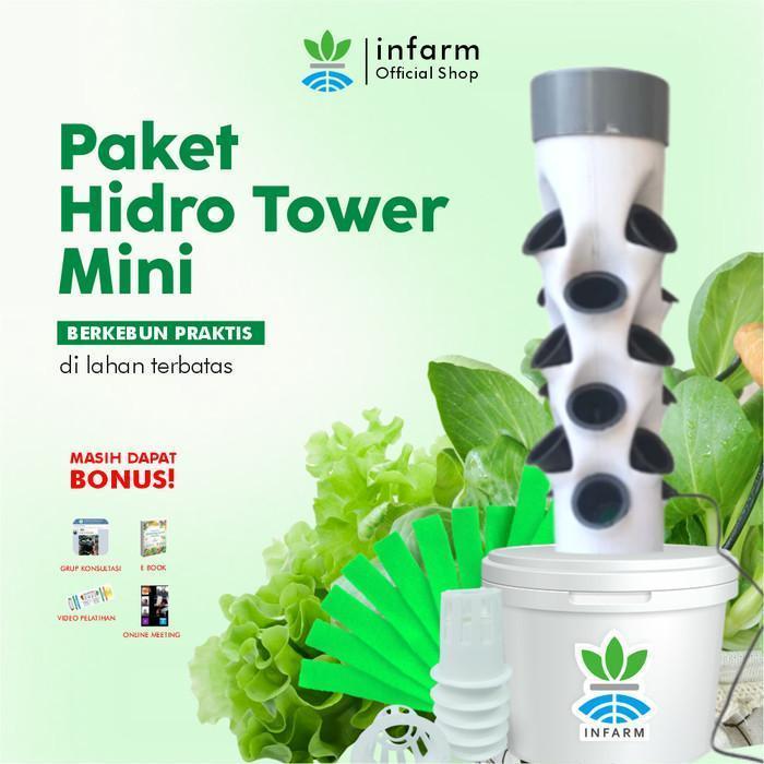 INFARM - Pot Tower Instalasi Hidroponik 18 Lubang Pot Tower Saja DFT Vertikal Pot Tower Instalasi Hi