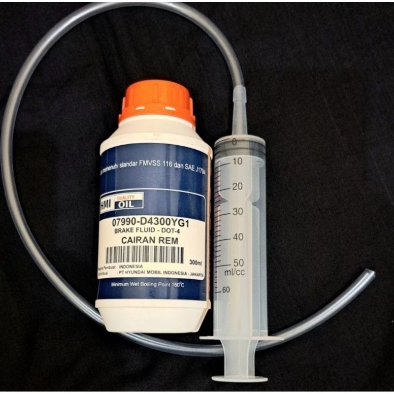 Paket Kuras Minyak rem Dot-4 Hyundai 300ml + Suntikan 50cc