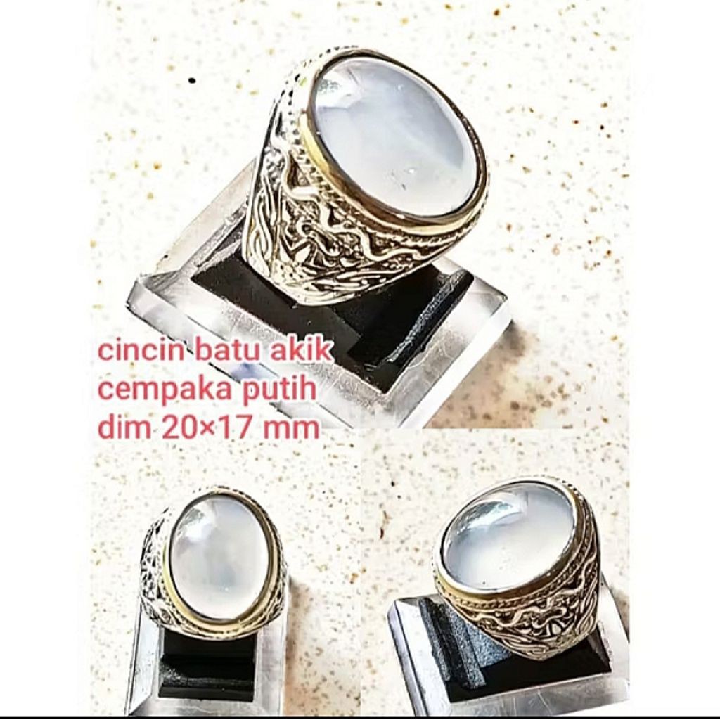 CINCIN BATU AKIK CEMPAKA PUTIH CRYSTAL