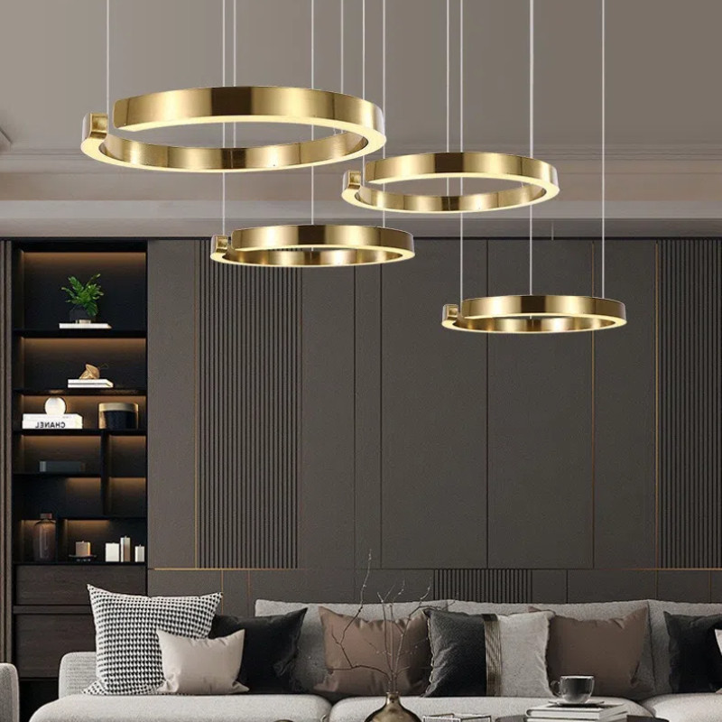 Lampu Gantung LED Bentuk C Ring Mewah Nordic Lampu LED Aluminium Untuk Kamar Tidur Hotel Dan Meja