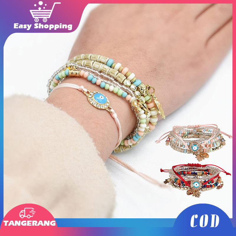 Aksesoris Gelang Bohemian Multi Layer Desain Etnik Retro Yang Modis Dan Fleksibel