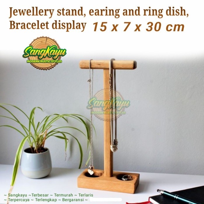 Display Kalung kayu Wood necklace display Tempat cincin kalung kayu
