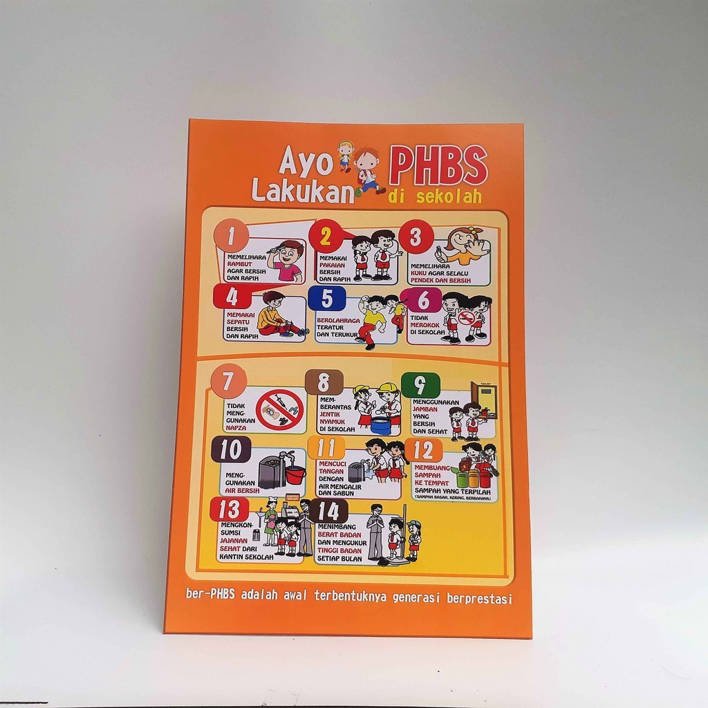 Poster PHBS Anak Sekolah, PHBS Sekolah, Sekolah Sehat, Poster UKS, LAMINATING