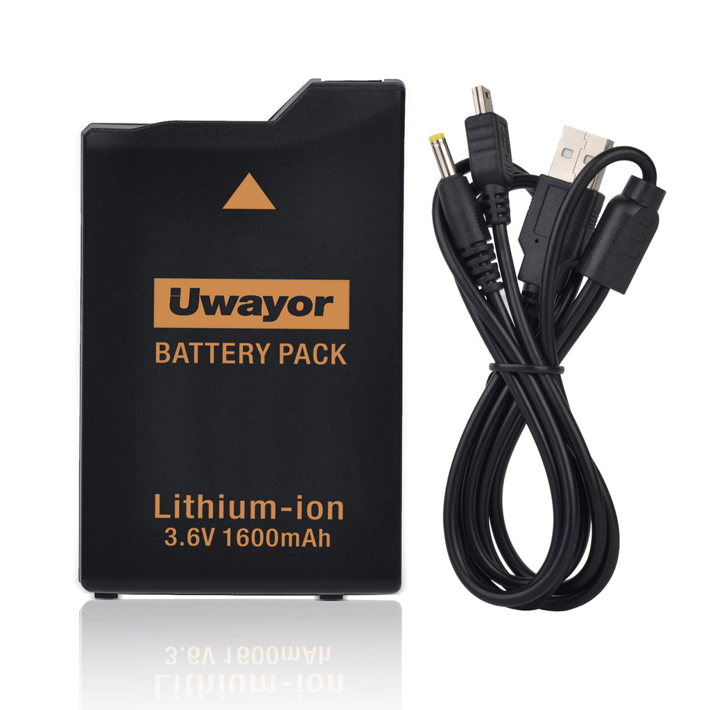 UWayor PSP 3000/2000 Battery 1600mAh with PSP Charger Cable for PSP3000/PSP2000, PSP-3001, PSP-3000,