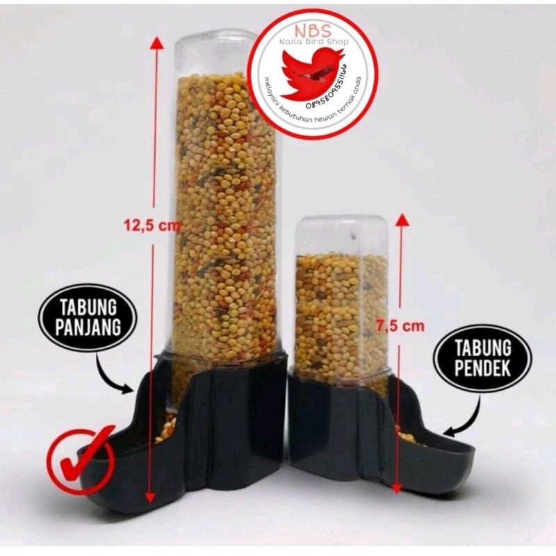 Premium CEPUK WADAH PAKAN MINUM BURUNG DISPENSER TABUNG PANJANG CEPUK TEMPAT MAKAN PAKAN BURUNG LOVE