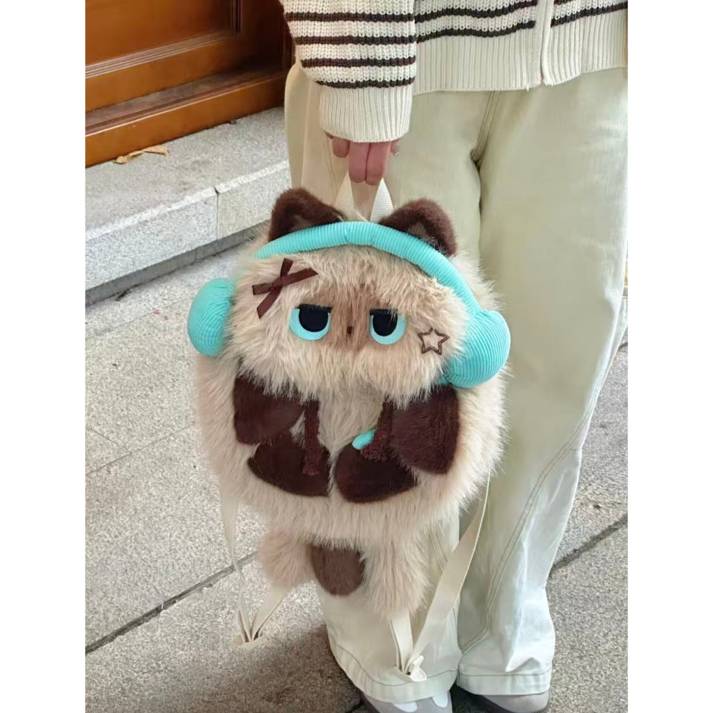 (COD) Tas Ransel Kucing Anak-anak Tas Ransel Boneka Kerah Bulu Karakter Tas Boneka Bagpack llshop201
