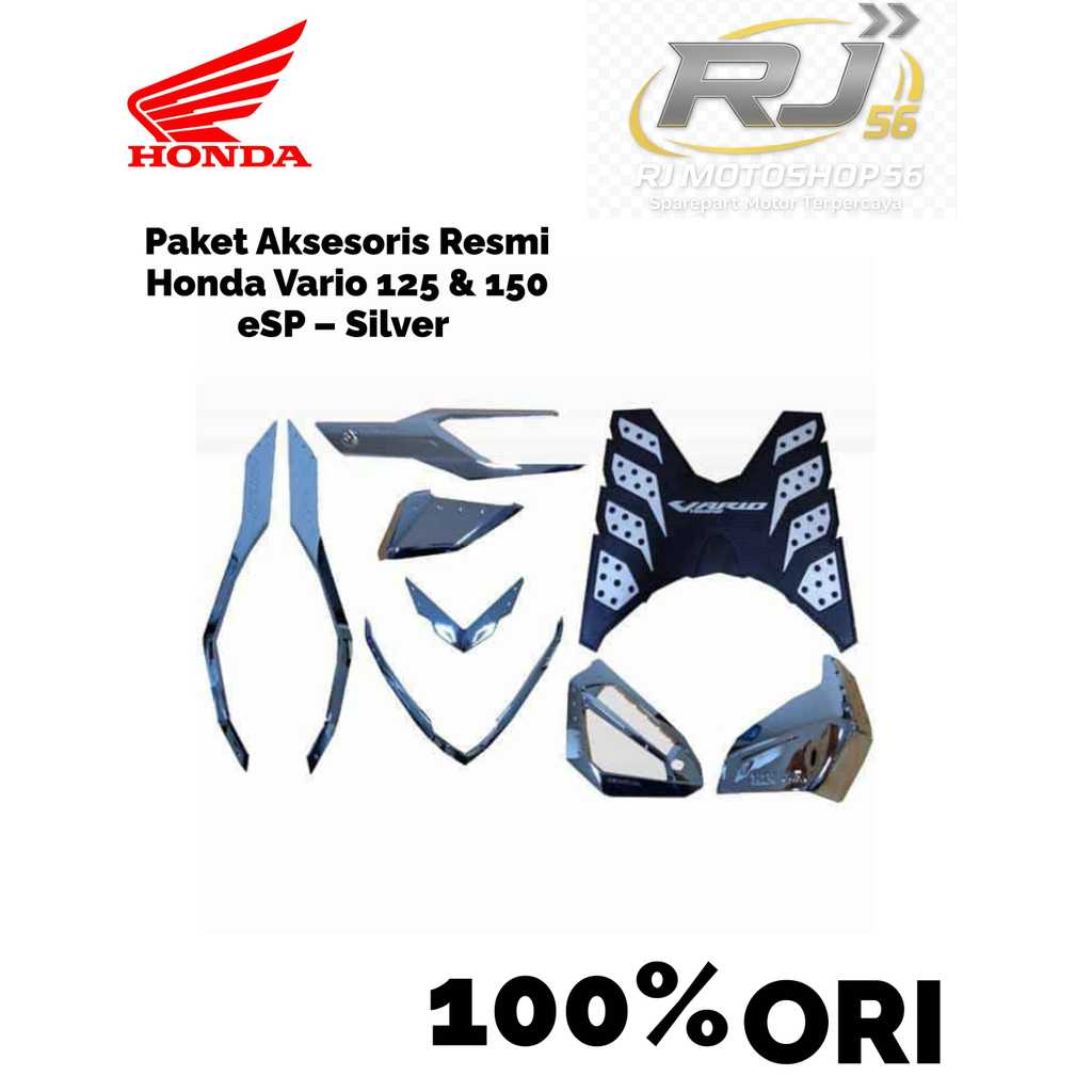 100% ORI Paket Aksesori Honda Vario 125 / 150 eSP Warna Silver / Chrome 08000K59CRO