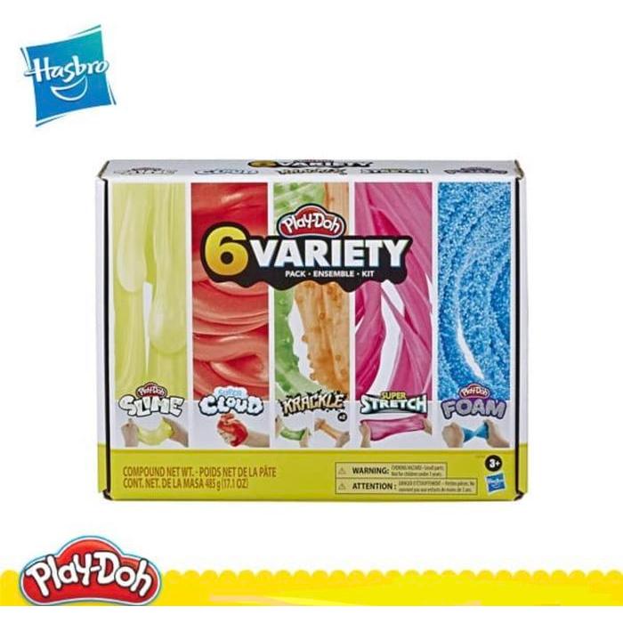 PLAYDOH 6 VARIETY PACK SLIME CLOUD KRACKLE SUPER STRETCH FOAM PLAY-DOH - Dus MULUS