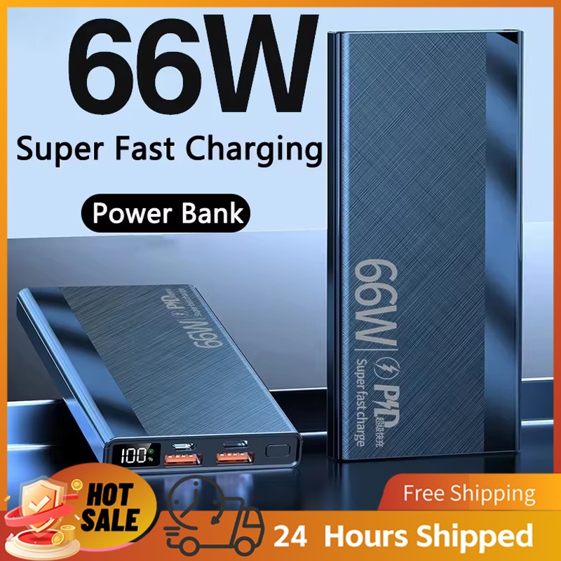 PowerBank 66W Super Fast Charging Power Bank LED Display Powerbank 20000mAh Dual Output Port USB & T